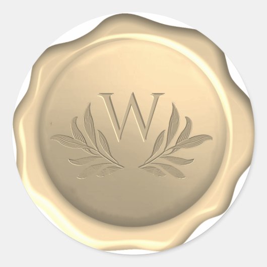 Monogramm Blätter Wachs Siegel Foliage Golden Stic Runder Aufkleber (Vorderseite)