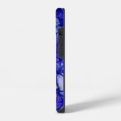 Monogramm Blau Abstrakt Kunst Cool iPhone Hülle (Linke Seite)