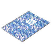 Monogramm Blau Blumenmuster Notizblock (Linke Seite)