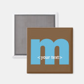 Monogramm Blau - Braun - Buchstabe m Magnet (Vorderseite/Rückseite)