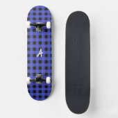 Monogramm Blau Buffalo Karo Rustikales Muster Skateboard (Vorderseite)