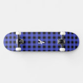Monogramm Blau Buffalo Karo Rustikales Muster Skateboard (Horizontal)