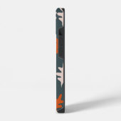 Monogramm Blau, Grau und Orange abstraktes Kunstmu iPhone Hülle (Linke Seite)