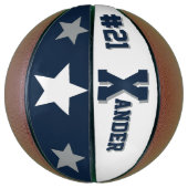 Monogramm Blau, Grau und Weiß Basketball (Vertikal)