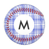 Monogramm Blau Kariert 2 Baseball (Vorderseite Links)