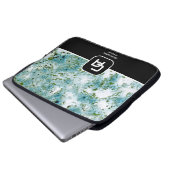 Monogramm Blau Laptopschutzhülle (Vorne Knopf)