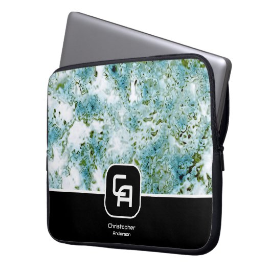 Monogramm Blau Laptopschutzhülle (Vorderseite Links)