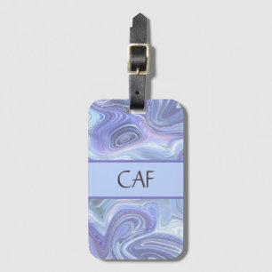 Monogramm Blau Lila Silber Achat Marmor Wirbel Gepäckanhänger