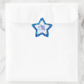 Monogramm Blau Lila Stern Aufkleber (Tasche)