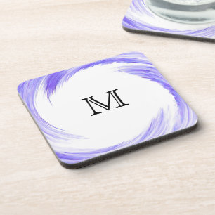 Monogramm Blau Lila Wirbel Abstrakt Kunst Untersetzer