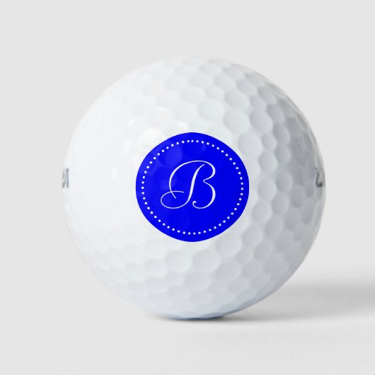 Monogramm Blau mit Punkten Golfball (Vorderseite)