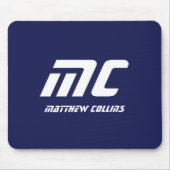 Monogramm Blau Modern Minimalistischer Name Weiß E Mousepad (Vorne)
