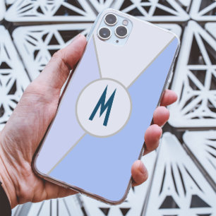 Monogramm Blau Moderne geometrische Farbblock iPhone 16 Pro Max Hülle