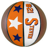 Monogramm Blau, Orange und Weiß Basketball (Vertikal)