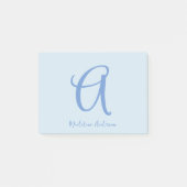 Monogramm Blau Post-it Klebezettel (Vorderseite)