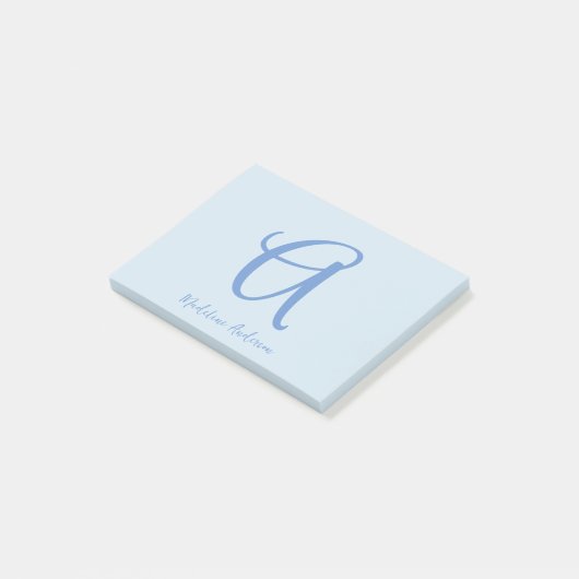 Monogramm Blau Post-it Klebezettel (angewinkelt)