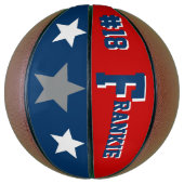 Monogramm Blau, Rot und Grau Basketball (Vertikal)