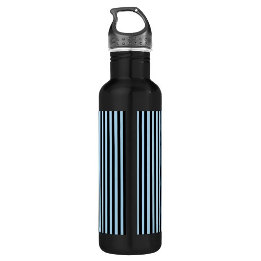 Monogramm Blau, Schwarz, Weiß Streifen Edelstahlflasche (Rückseite)