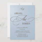 Monogramm Blau und Braune Hochzeit Einladung (Vorderseite)