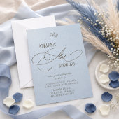 Monogramm Blau und Braune Hochzeit Einladung
