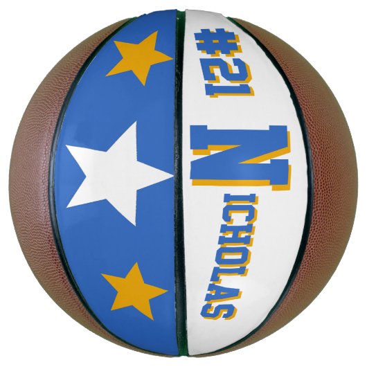 Monogramm Blau und Gold Basketball (Vertikal)