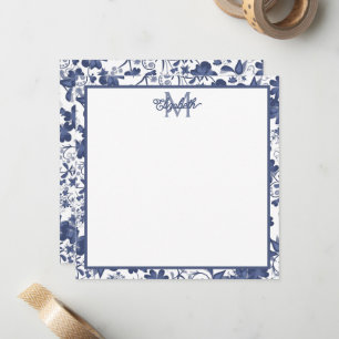 Monogramm Blau und Grau Mitteilungskarte