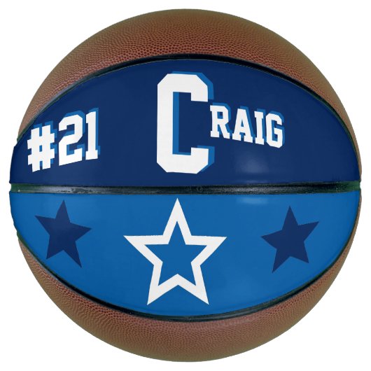Monogramm Blau und Weiß Basketball (Vorderseite)