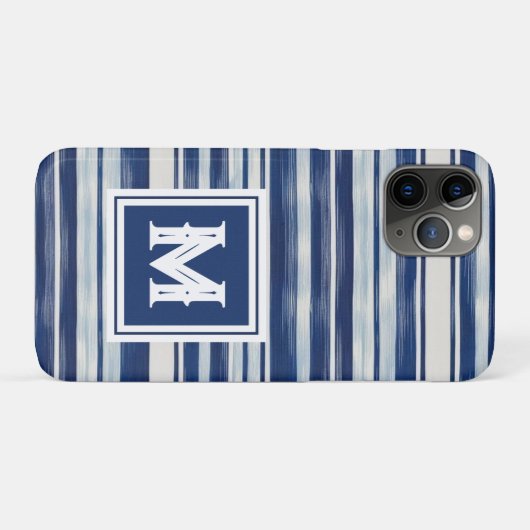 Monogramm (blau und weiß gestrichen) Case-Mate iPhone hülle (Rückseite (Horizontal))