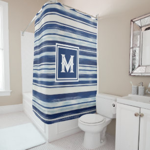 Monogramm (blau und weiß gestrichen) duschvorhang