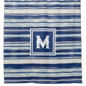 Monogramm (blau und weiß gestrichen) duschvorhang (Vorderseite)