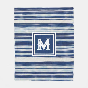 Monogramm (blau und weiß gestrichen) fleecedecke