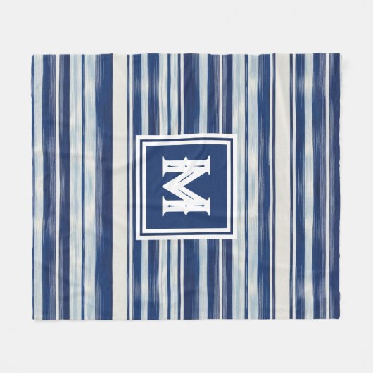 Monogramm (blau und weiß gestrichen) fleecedecke (Vorderseite (Horizontal))