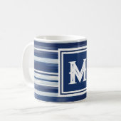 Monogramm (blau und weiß gestrichen) kaffeetasse (Vorderseite Links)