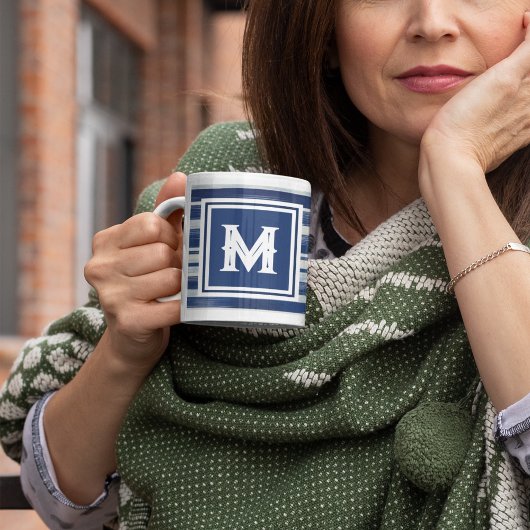 Monogramm (blau und weiß gestrichen) kaffeetasse