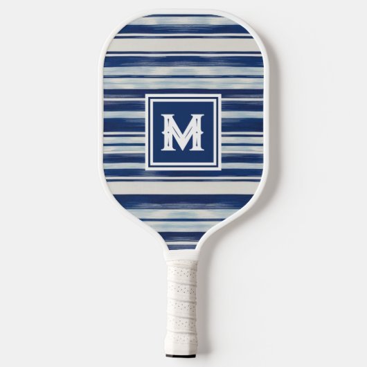 Monogramm (blau und weiß gestrichen) pickleball schläger (Rückseite)