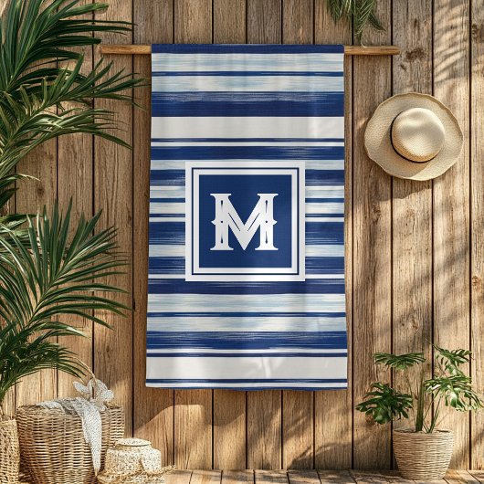 Monogramm (blau und weiß gestrichen) strandtuch