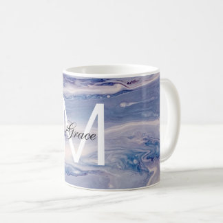Monogramm Blau und weiß Kaffeetasse