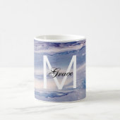 Monogramm Blau und weiß Kaffeetasse (Mittel)