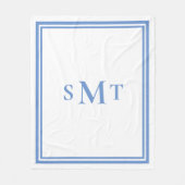 Monogramm Blau und Weiß mit drei Buchstaben Fleecedecke (Vorderseite)
