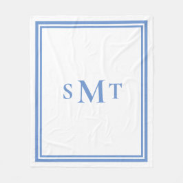 Monogramm Blau und Weiß mit drei Buchstaben Fleecedecke