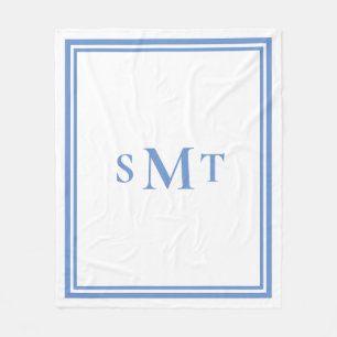 Monogramm Blau und Weiß mit drei Buchstaben Fleecedecke