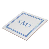 Monogramm Blau und Weiß mit drei Buchstaben Fliese (Seite)