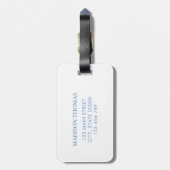 Monogramm Blau und Weiß mit drei Buchstaben Gepäckanhänger (Rückseite vertikal)