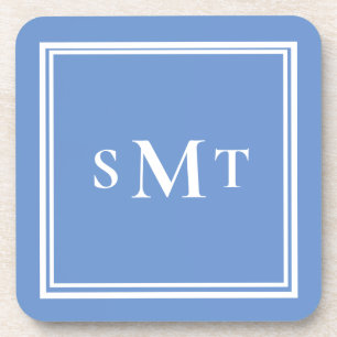 Monogramm Blau und Weiß mit drei Buchstaben Getränkeuntersetzer