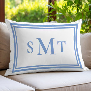 Monogramm Blau und Weiß mit drei Buchstaben Lendenkissen