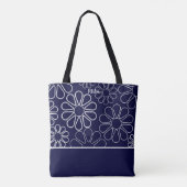 Monogramm Blau und Weiße Blüten Tasche (Rückseite)