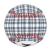 Monogramm Blau Weiß Kariert 1 Baseball (Rückseite)