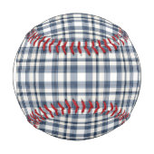 Monogramm Blau Weiß Kariert 1 Baseball (Vorderseite)