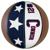 Monogramm Blau, weiß und rot Basketball (Vertikal)