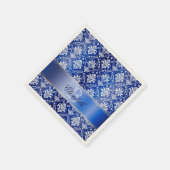 Monogramm Blau-Weiße Damaske Serviette (Ecke)